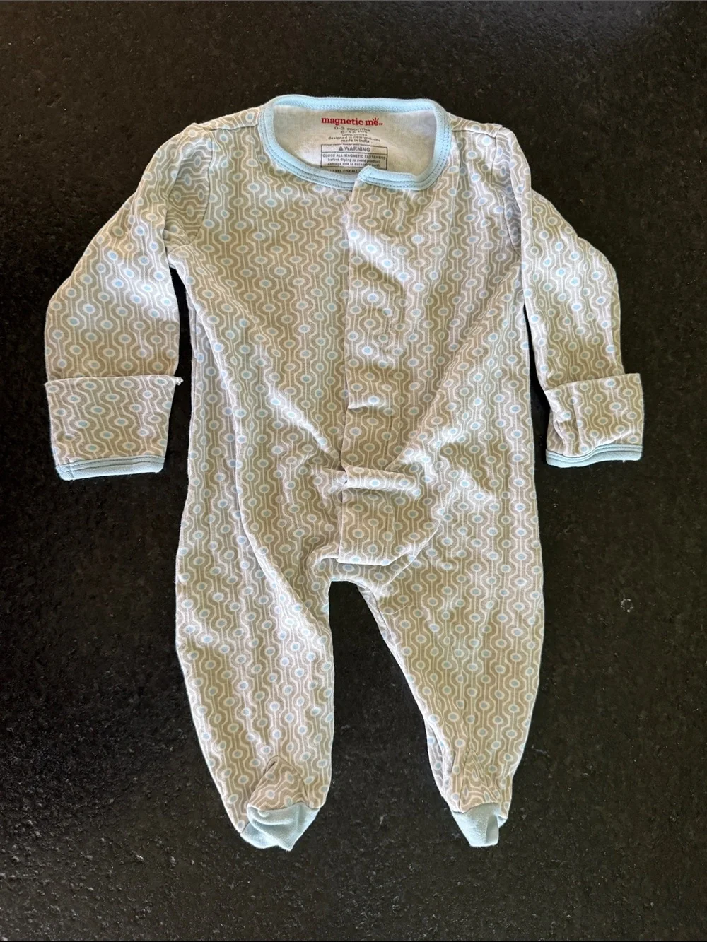 magnetic me Light Blue Patterned Baby One-Piece